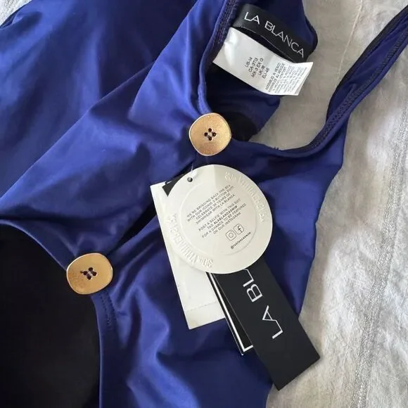 La Blanca 30th Anniversary 80’s 2-Button One Piece Bathing Suit 14 - Picture 5 of 9